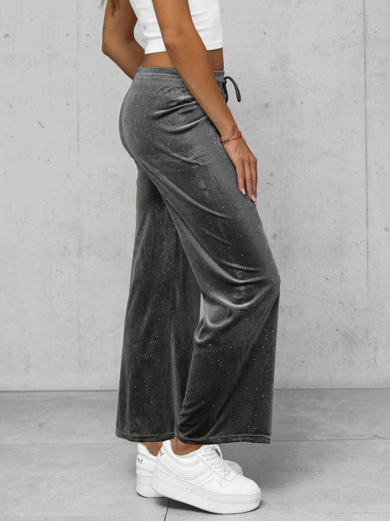 Pantaloni din catifea de dama antracit OZONEE JS/92K519/10