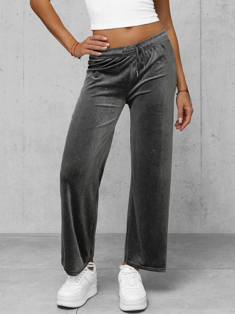 Pantaloni din catifea de dama antracit OZONEE JS/92K519/10