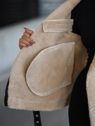 Geacă de piele pentru femei neagră-bej OZONEE JS/11Z8177Z