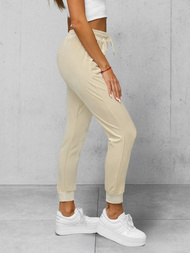 Pantaloni de trening din catifea femei écru OZONEE JS/8K1532/155