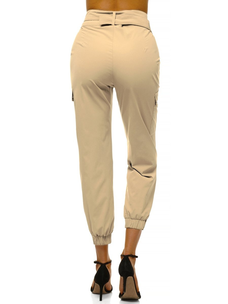 Pantaloni jogger pentru femei bej OZONEE O/HM001