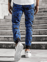 Pantaloni chino jogger pentru camuflaj-bleumarin OZONEE O/11103