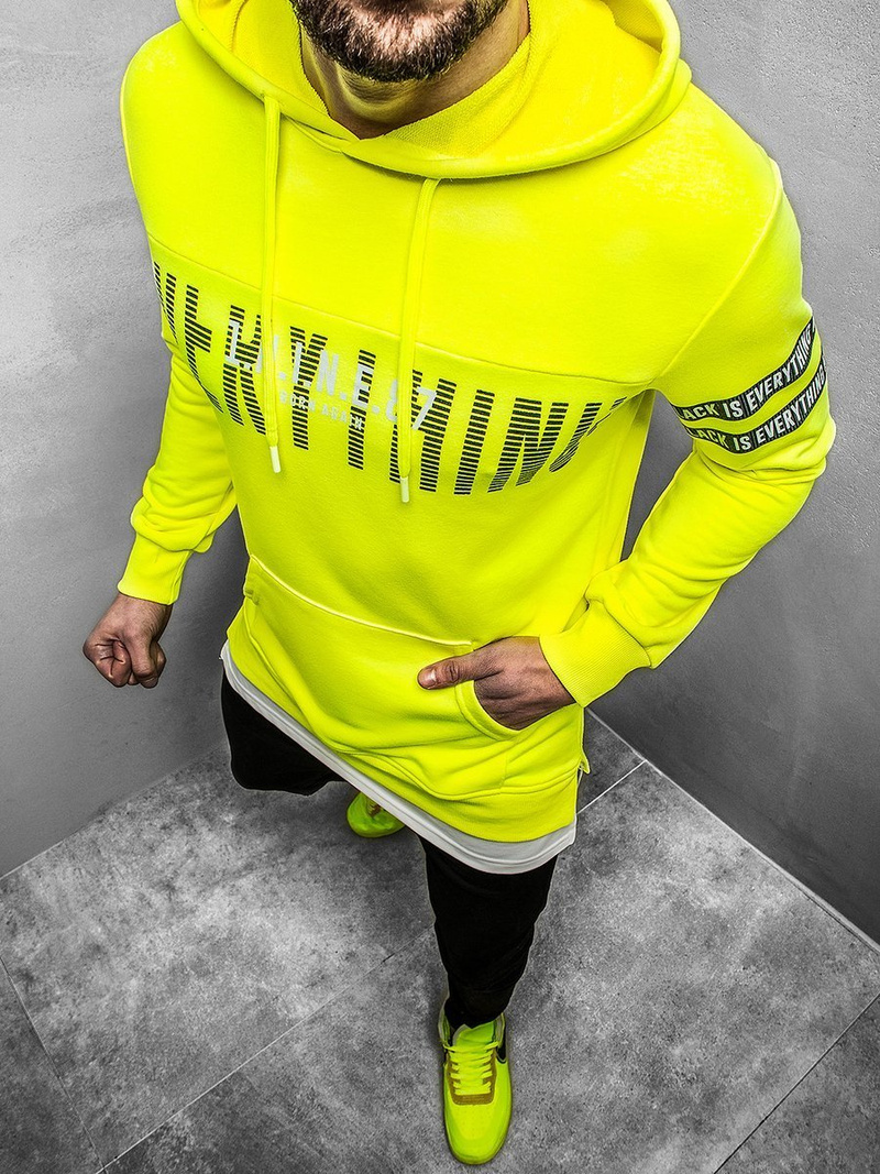 Hanorac cu glugă neon galben OZONEE MACH/3123Z