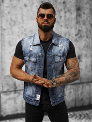 Vestă de blugi bărbați albastră OZONEE NB/MJ539B