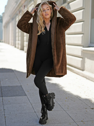 Geacă lungă de iarnă pentru femei ciocolată OZONEE JS/5M3352/158