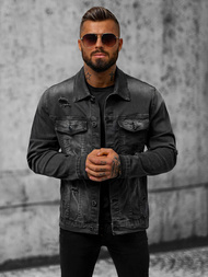 Jachetă de blugi bărbați neagră OZONEE NB/MJ506NZ