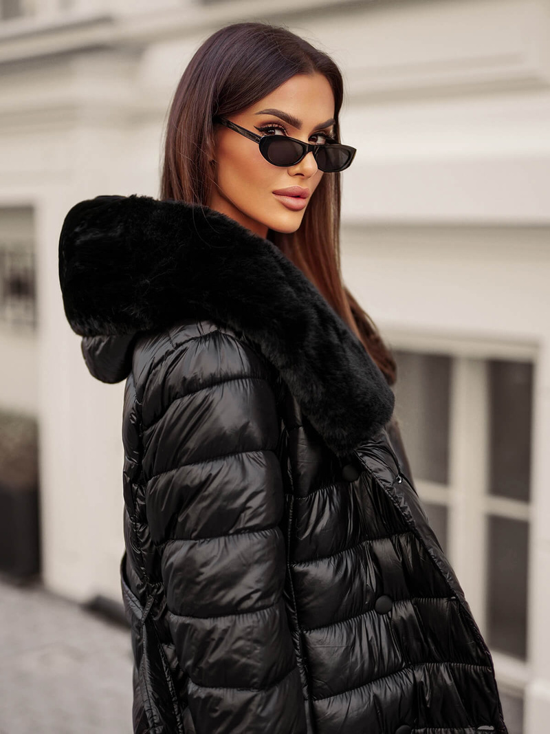 Palton de femei negru OZONEE JS/5M3160/392Z