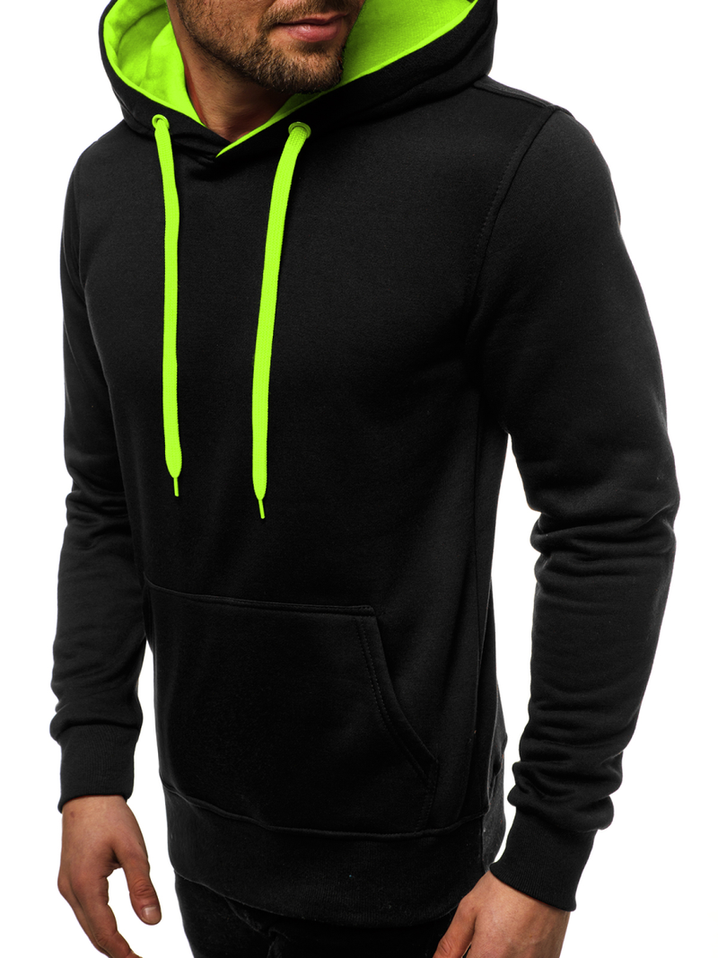 Hanorac cu glugă bărbați neagră-celadon OZONEE JS/2011