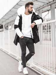 Geacă de iarnă parka bărbați neagră-albă OZONEE O/5832Z