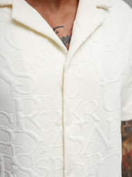 Cămașă cu mâneca scurtă bărbați écru OZONEE O/B2256