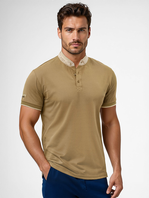 Tricou polo bărbați bej închis OZONEE O/YN2/575