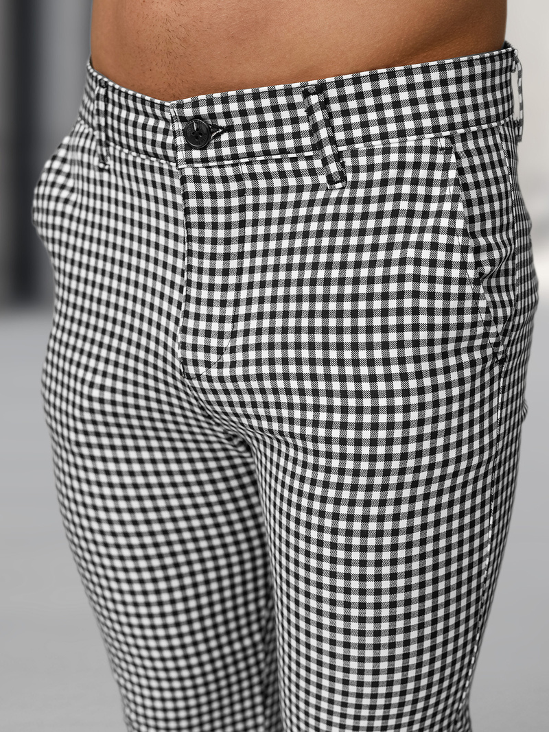 Pantaloni bărbaţi negri-albi OZONEE DJ/5531Z