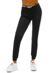 Pantaloni de training femei negri-albi OZONEE O/82316