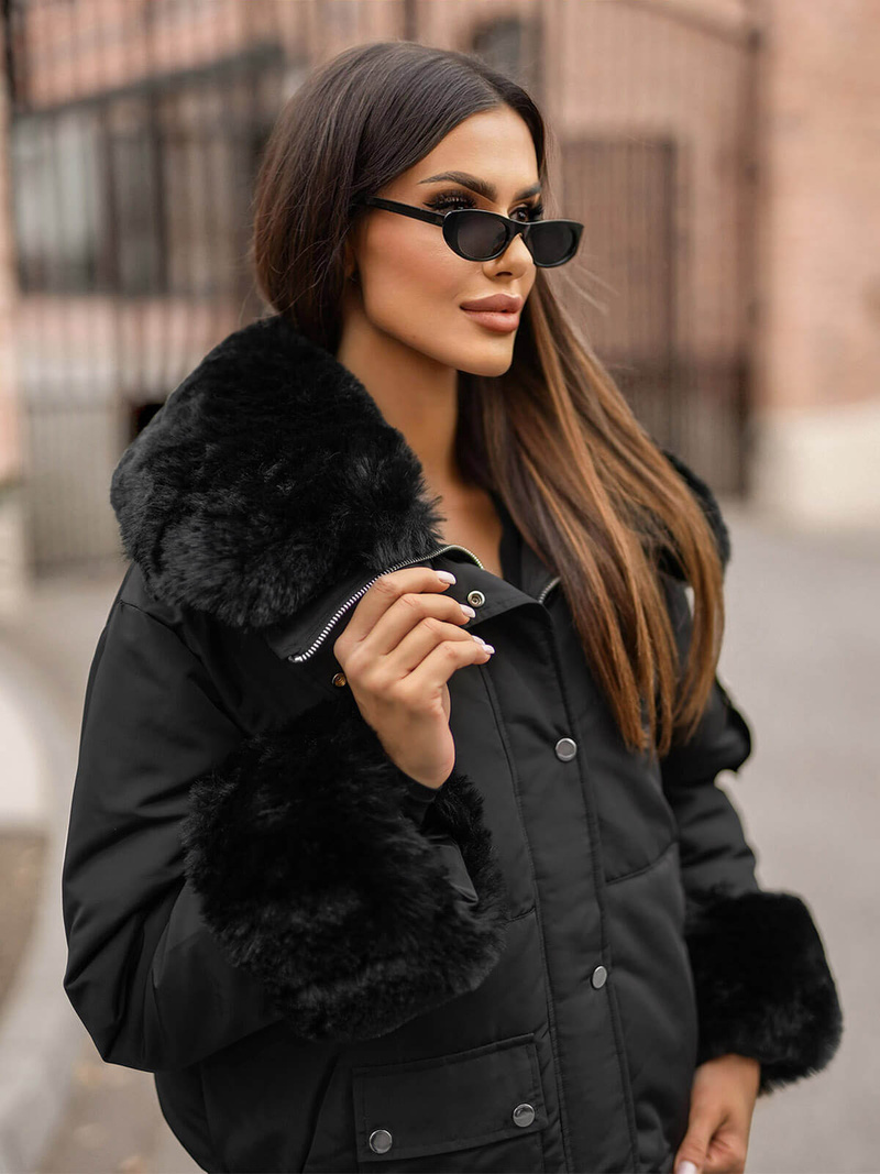 Geacă de iarnă damă neagră OZONEE O/H833