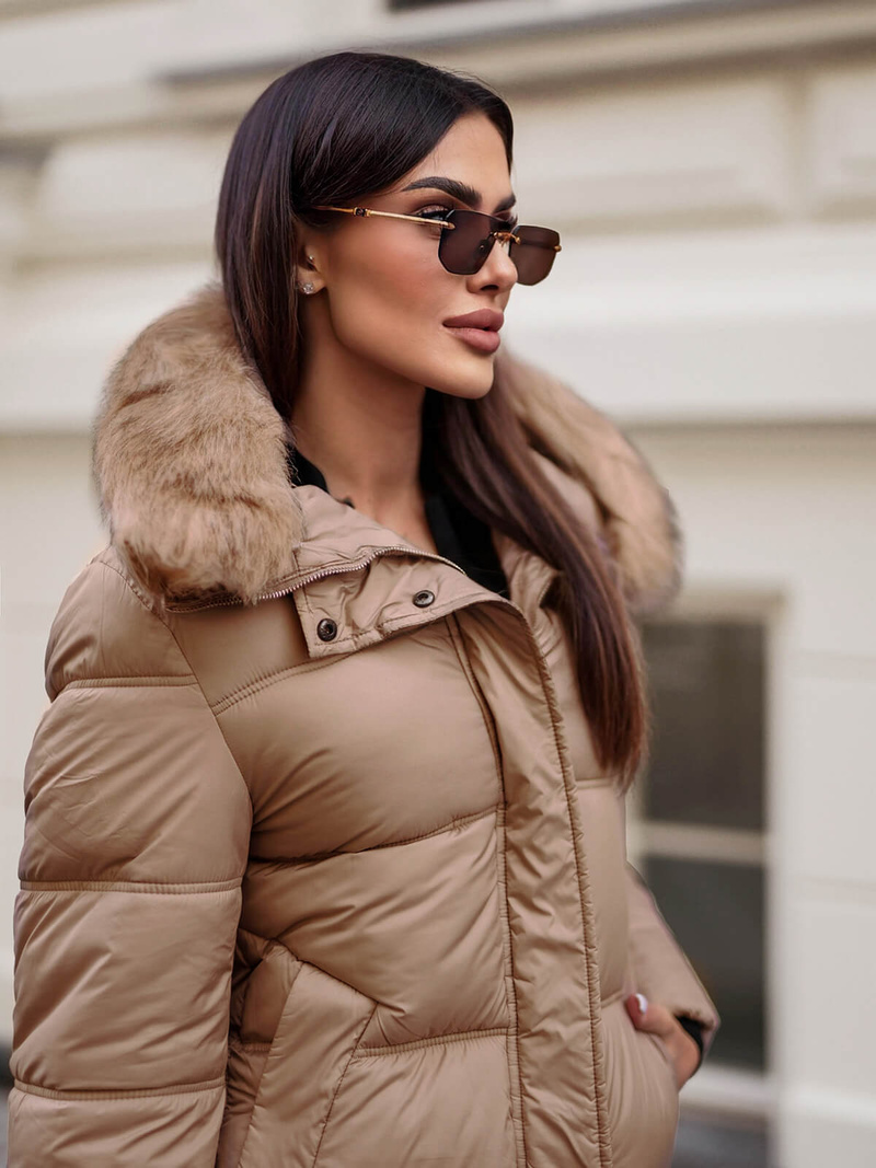 Geacă de iarnă damă camel OZONEE JS/5M3256/84