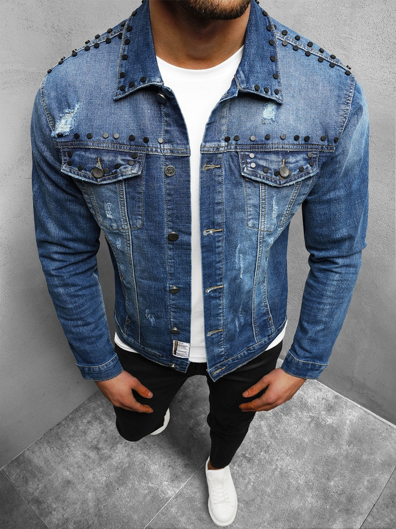 Jachetă de blugi bărbați albastră OZONEE NB/MJ504B