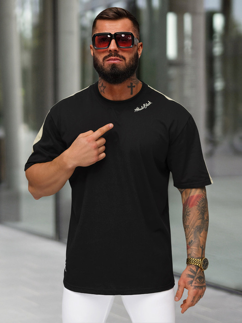 Tricou bărbați negru OZONEE O/QQ1195