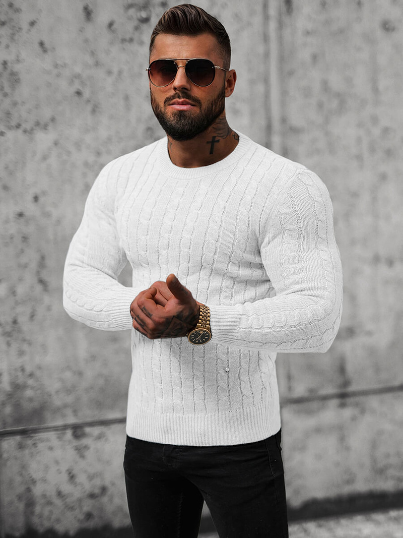 Pulover bărbați alb OZONEE NB/MM6021/1Z