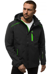 Jachetă bărbați SOFTSHELL neagră-verde OZONEE GE/12259Z