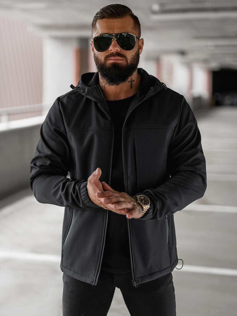 Jachetă bărbați softshell negru OZONEE JS/27B6523/3Z