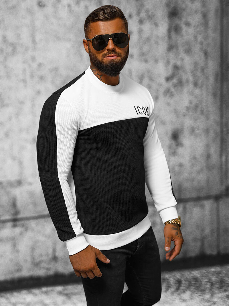 Hanorac bărbați alb-negru OZONEE O/P2032