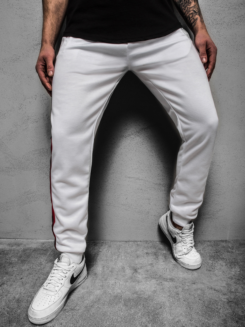 Pantaloni de trening bărbaţi albi OZONEE JS/JZ11012Z