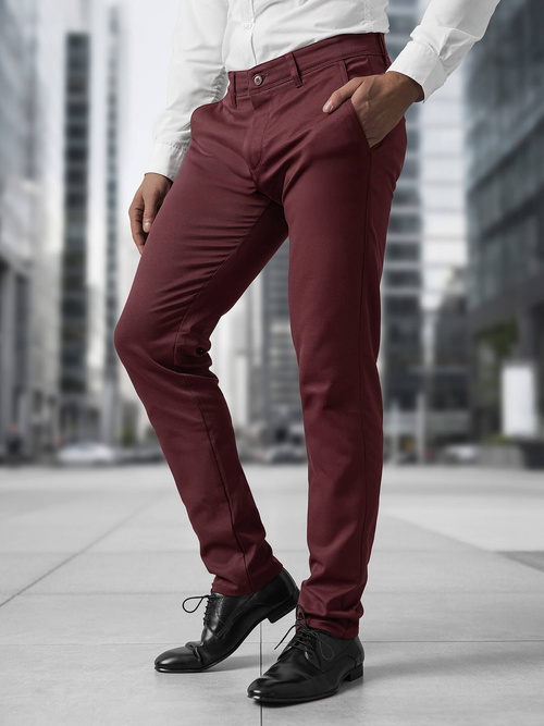 Pantaloni chino bărbați bordo OZONEE V/5100