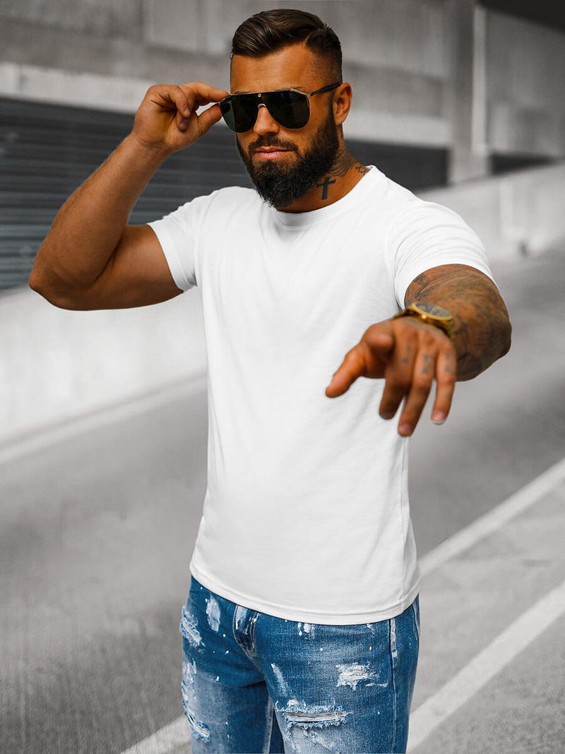 Tricou bărbați alb OZONEE JS/712005Z