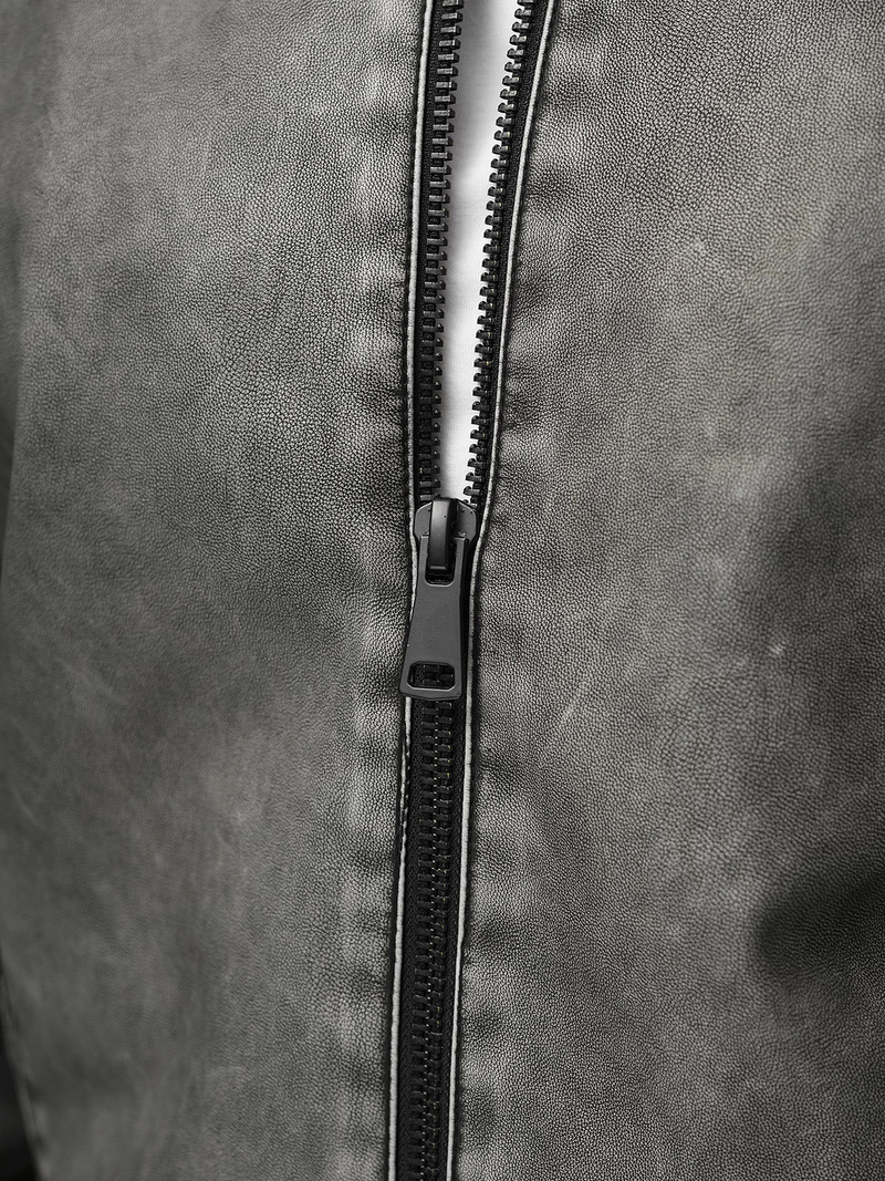 Geacă de piele bărbați antracit OZONEE JS/11Z8107