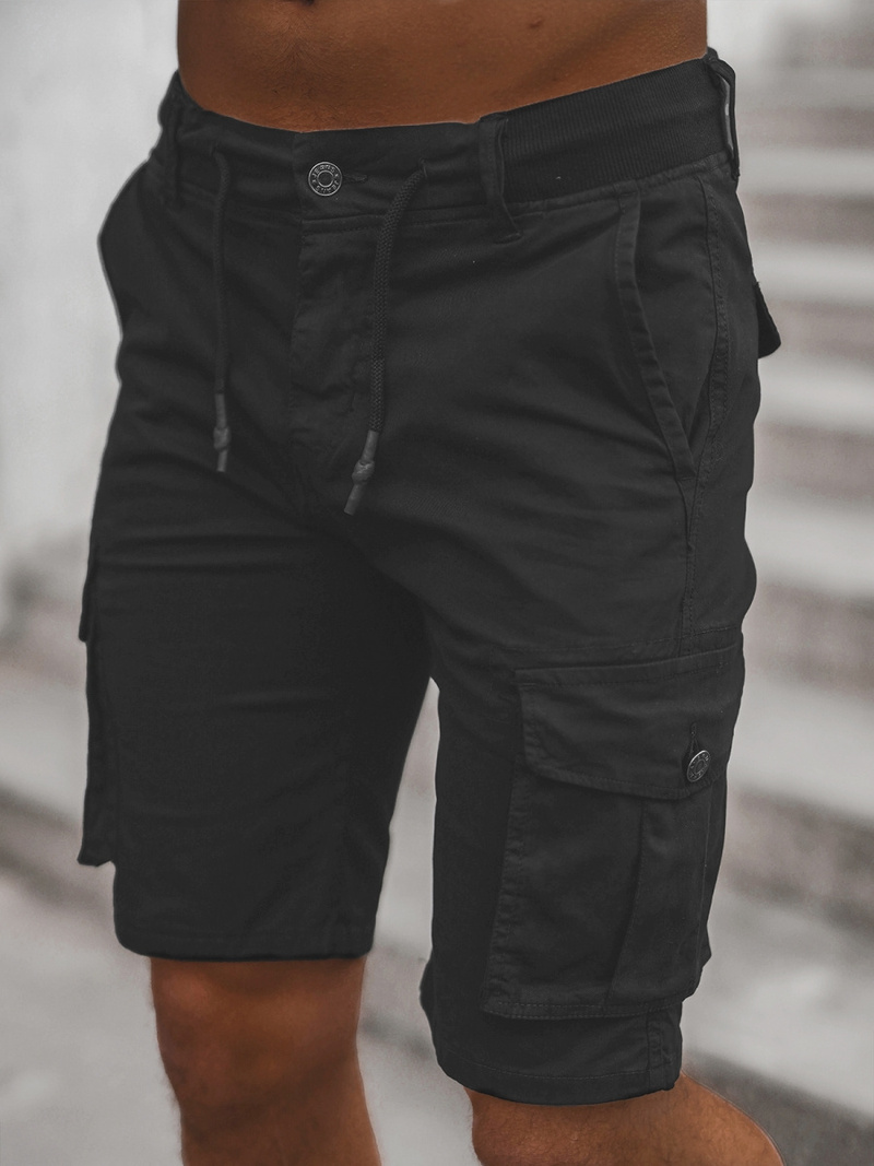 Pantaloni scurti chino bărbați negri OZONEE T/BB70010/1