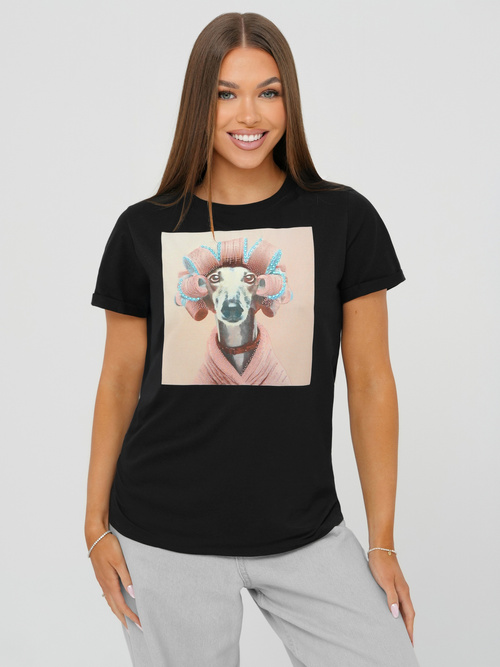 Tricou femei negru-roz OZONEE JS/YJ77726