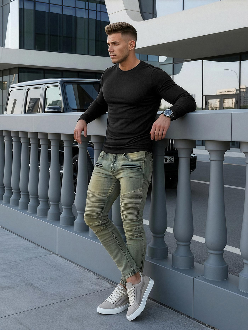 Blugi bărbaţi albaștri OZONEE O/EM8951Z