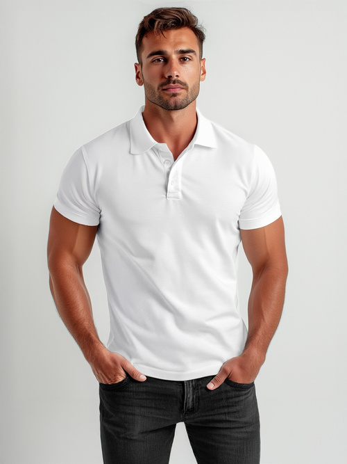 Tricou polo bărbați albă OZONEE JS/8T80/1Z