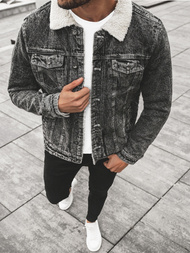 Jachetă de blugi bărbați neagră OZONEE JB/JP1160Z