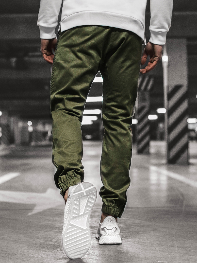 Pantaloni chino jogger pentru bărbați verde OZONEE A/0952