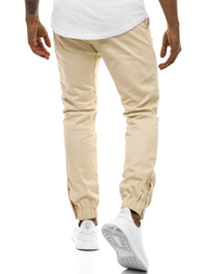 Pantaloni chino jogger pentru bărbați bej OZONEE A/0952