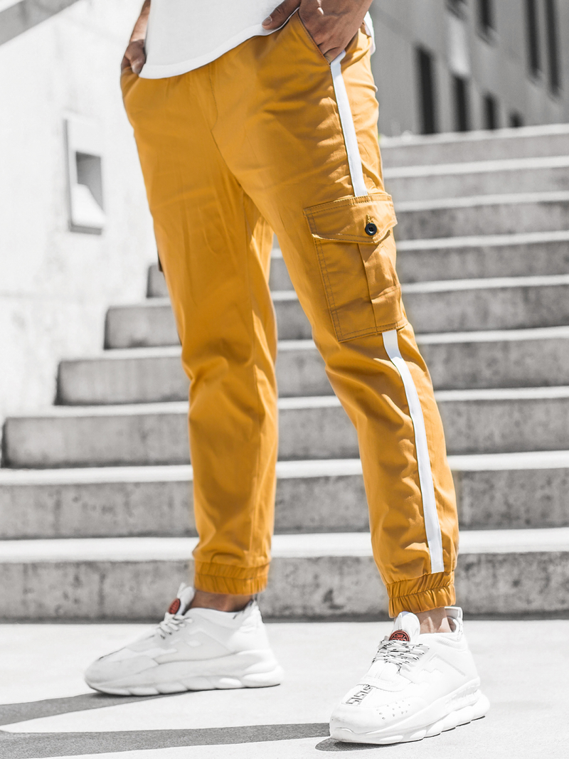 Pantaloni chino jogger pentru bărbați camel OZONEE DJ/5580