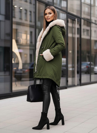 Geacă de iarnă damă verde OZONEE JS/M763/136Z