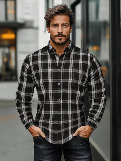 Cămașă bărbați neagră OZONEE O/V131