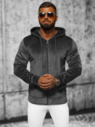 Hanorac bărbați din catifea antracit OZONEE JS/8B1168/6