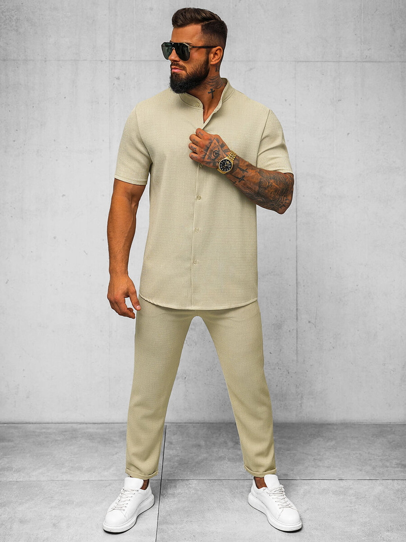 Pantaloni chino bărbaţi bej OZONEE O/K971SP