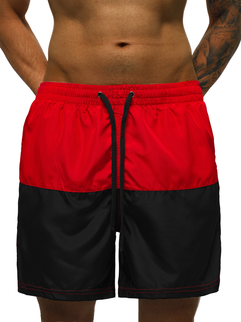 Pantaloni scurti de baie bărbați rosii-negri OZONEE JS/HM067