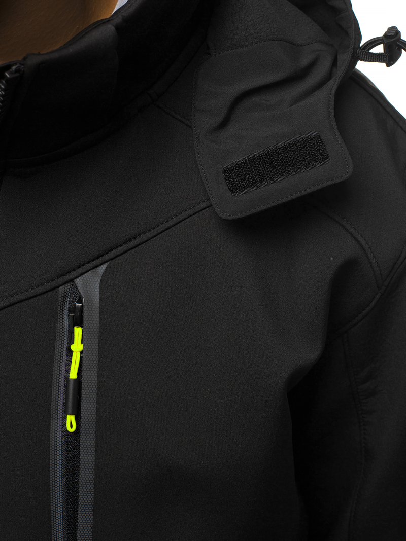 Jachetă bărbați SOFTSHELL negru-galben OZONEE GE/12266Z