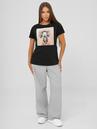 Tricou femei negru-roz OZONEE JS/YJ77726