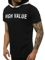 Tricou cu glugă bărbați negri OZONEE MAD/3076