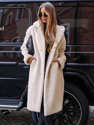 Geacă de iarnă din blană pentru femei bej OZONEE JS/11Z8250