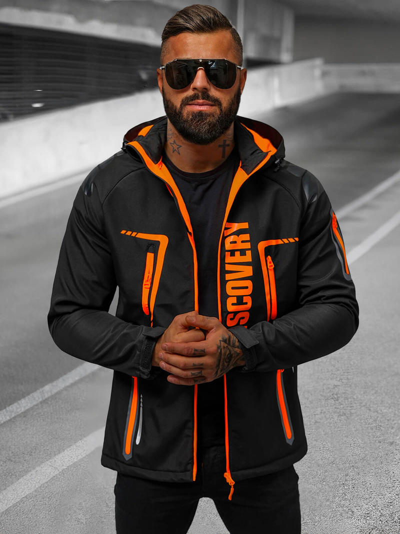Jachetă softshell bărbați negru-portocaliu OZONEE JS/HH025/1AZ