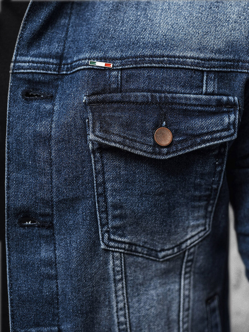 Jachetă de blugi bărbați albastră închis OZONEE NB/MJ523BS