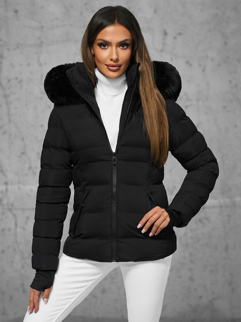 Geacă de iarnă damă neagră OZONEE JS/5M768/392A