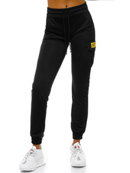 Pantaloni de training femei negri-galben OZONEE O/82320